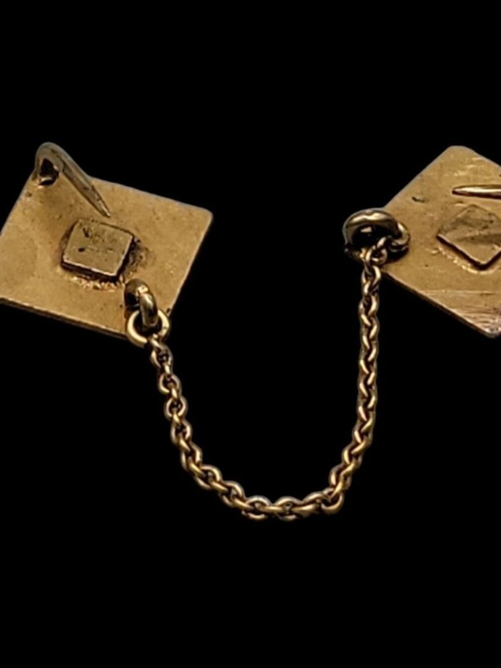 Edwardian Antique Solid Yellow Gold Sweater Clips Rough Diamond Starburst 1.12g - Picture 6 of 9